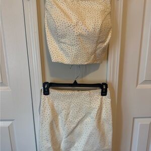 Sherri Hill Cream Two-Piece Crystal Embellished Prom Set